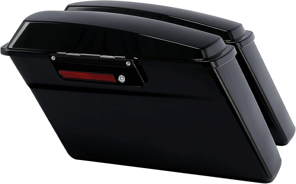 XFMT Motorcycle Vivid Black Hard Saddlebags Saddle Bags Trunk W/Lids & Black Latches For Harley Touring Road King Street Glide Road Glide Electra Glide 1994-2013