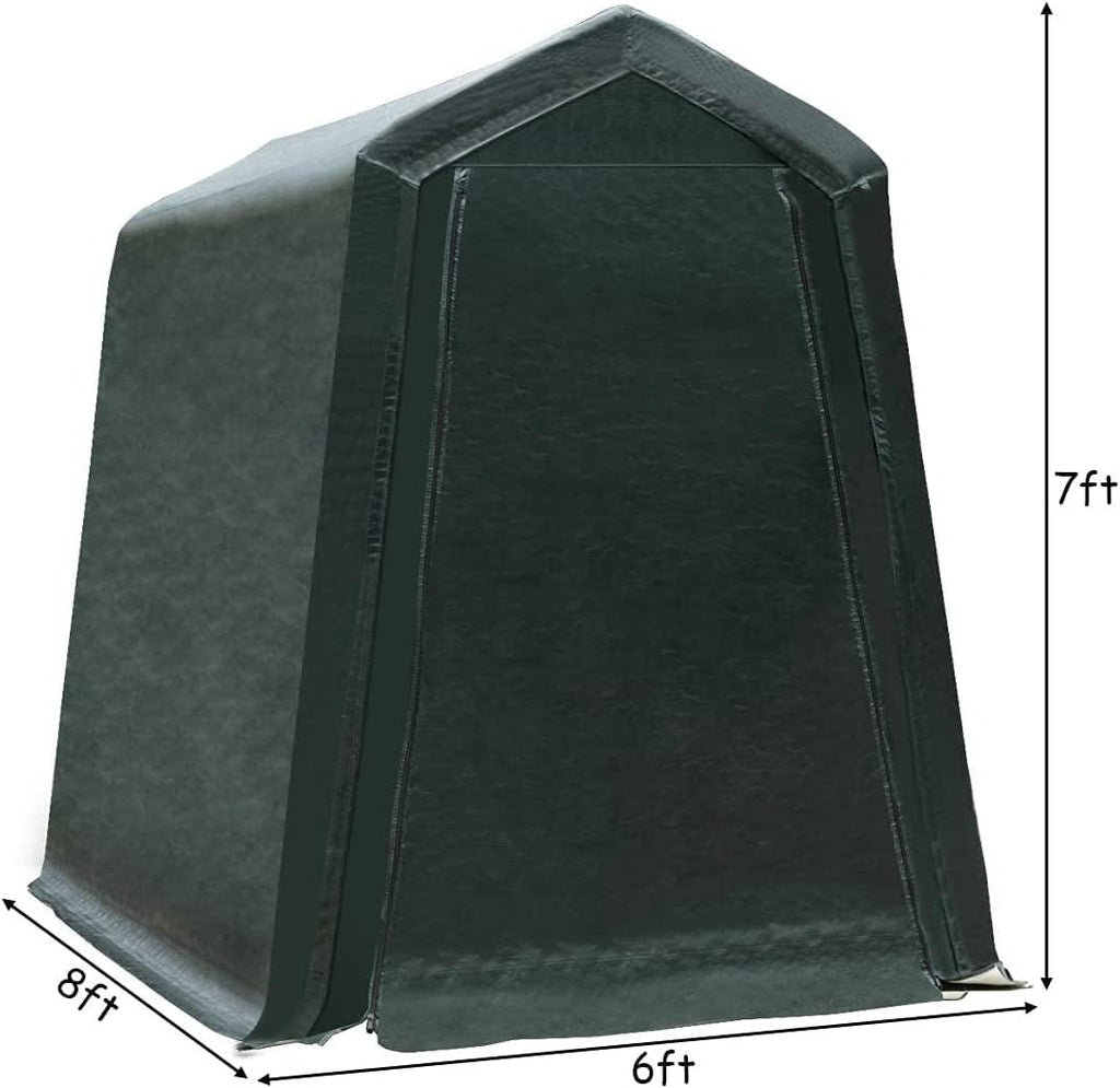 ERGOMASTER 6 Ft x 8 Ft Outdoor Carport Storage Shelter Metal Frame and Waterproof Cover for Motorcycle Cars Garden Tools