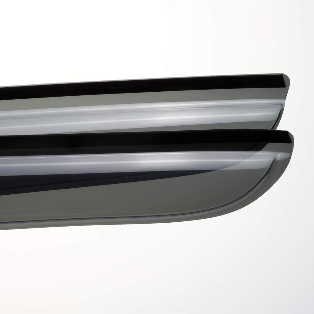 92503 Side Window Visor,2pcs Out-Channel Tape On Dark Smoke Rain Guards Wind Deflectors,Good Looking Window Visor fit for 99-16 Ford F250/F350/F450/F550 Super Duty with Standard Mirror