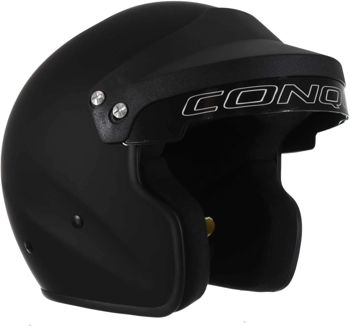 Conquer Snell SA2020 Approved Open Face Auto Racing Race Car Helmet - Adult | Men | Women | Youth - ( Black / White / Silver )