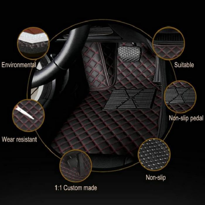 Customized Personalized car Floor mats, All-Weather Luxury car Floor mats, Waterproof and Anti Slip Leather car Floor mat Lining, 95% Customized car, Truck, and SUV Floor mats (Edge Beige)