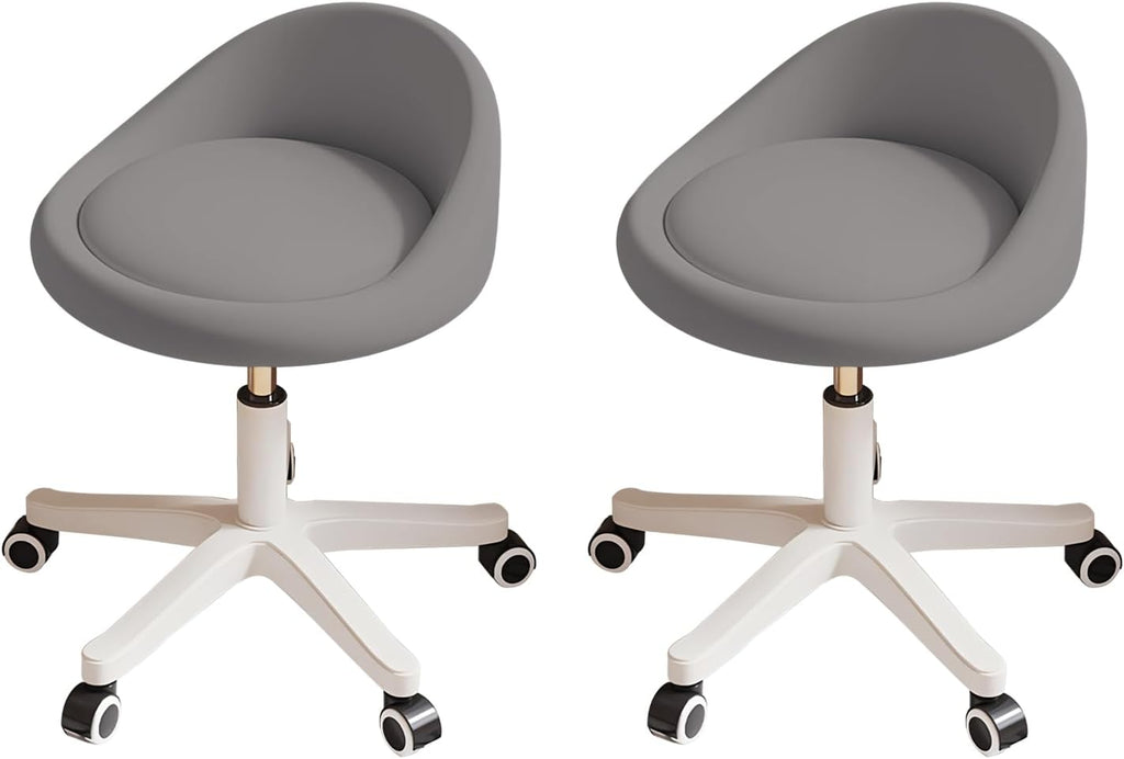 Rolling Stool Set of 2 Rolling Hydraulic Salon Stool with Low Backrest - Adjustable Swivel Chair for SPA, Shop, Salon, Massage, or Medical Office Dark Grey