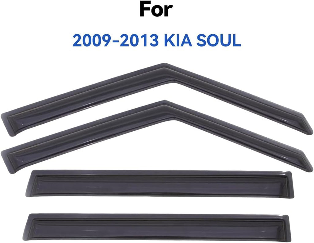 Window Visors Rain Guards Shield for 2009 2010 2011 2012 2013 Kia Soul, Out-Channel Window Vent Wind Deflectors Visors Shades for 09-13 Soul