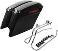 XFMT Vivid Black 5" Stretched Extended Saddlebags Hard Saddle Bags W/Chrome Latches & Conversion Bracket For Harley Softail Heritage Deluxe 1984-2017
