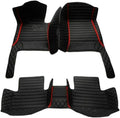 Custom Colors Car Floor Mats Black Pink for 99.9% Sedan SUV Sports， All-Weather Liners Car Floor mat，Luxury Leather Automotive Floor Mats (3D Black Red 1,3D Floor Mats)
