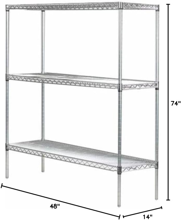 Omega 14" Deep x 48" Wide x 74" High 3 Tier Gray Starter Shelving Unit