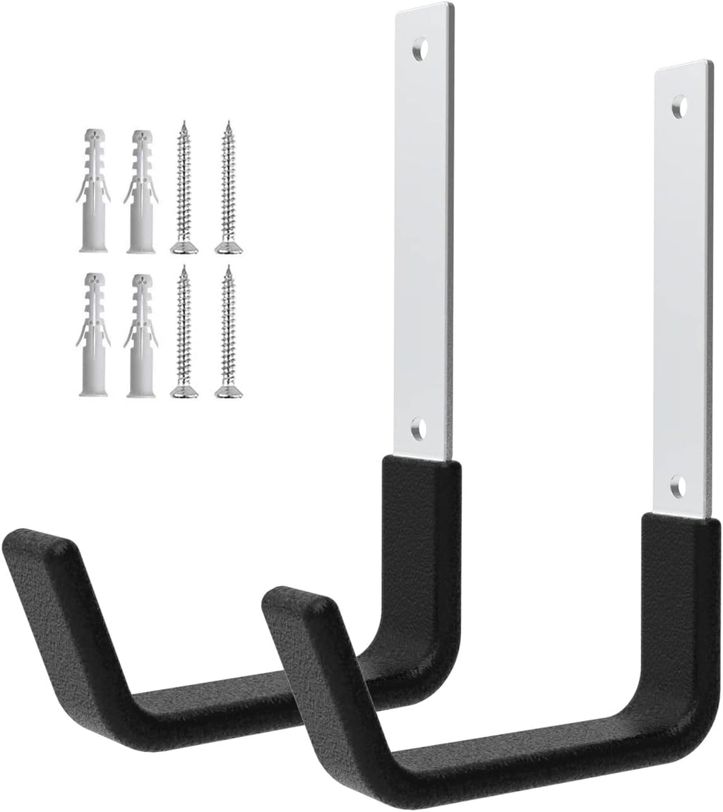 Heavy Duty Utility Hooks for Wall Mount, Garage Wall Hooks, Multi-Use Hose, Bike, Ladder, Chainsaw & Leaf Blower Hanger - 2 Medium (2 M)