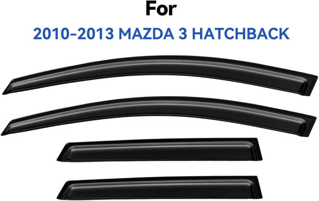 Window Visors Rain Guards Shield for 2010 2011 2012 2013 Mazda 3 Hatchback, Out-Channel Window Vent Wind Deflectors Visors Shades for 10 11 12 13 Mazda 3 Hatchback (NOT for Mazda 3 Sedan)