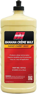 Malco Nano Care Banana Creme Wax - Deep Gloss Shine and Long-Lasting UV Protection/For Automotive, Marine and Industrial Finishes / 32 oz. (197732)
