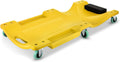 DNA MOTORING 40" L X 19" W Vehicle Repair Low Profile Plastic Rolling Garage Shop Creeper with Padded Headrest,Tool Trays & 6pcs Casters, Yellow, TOOLS-00217-YL