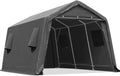 ADVANCE OUTDOOR 10X15 ft Garage Shelter Steel Metal Peak Roof Portable Storage Shed Carport for Motorcycle Boat, or Garden Tools with 2 Roll up Doors & Vents, Gray