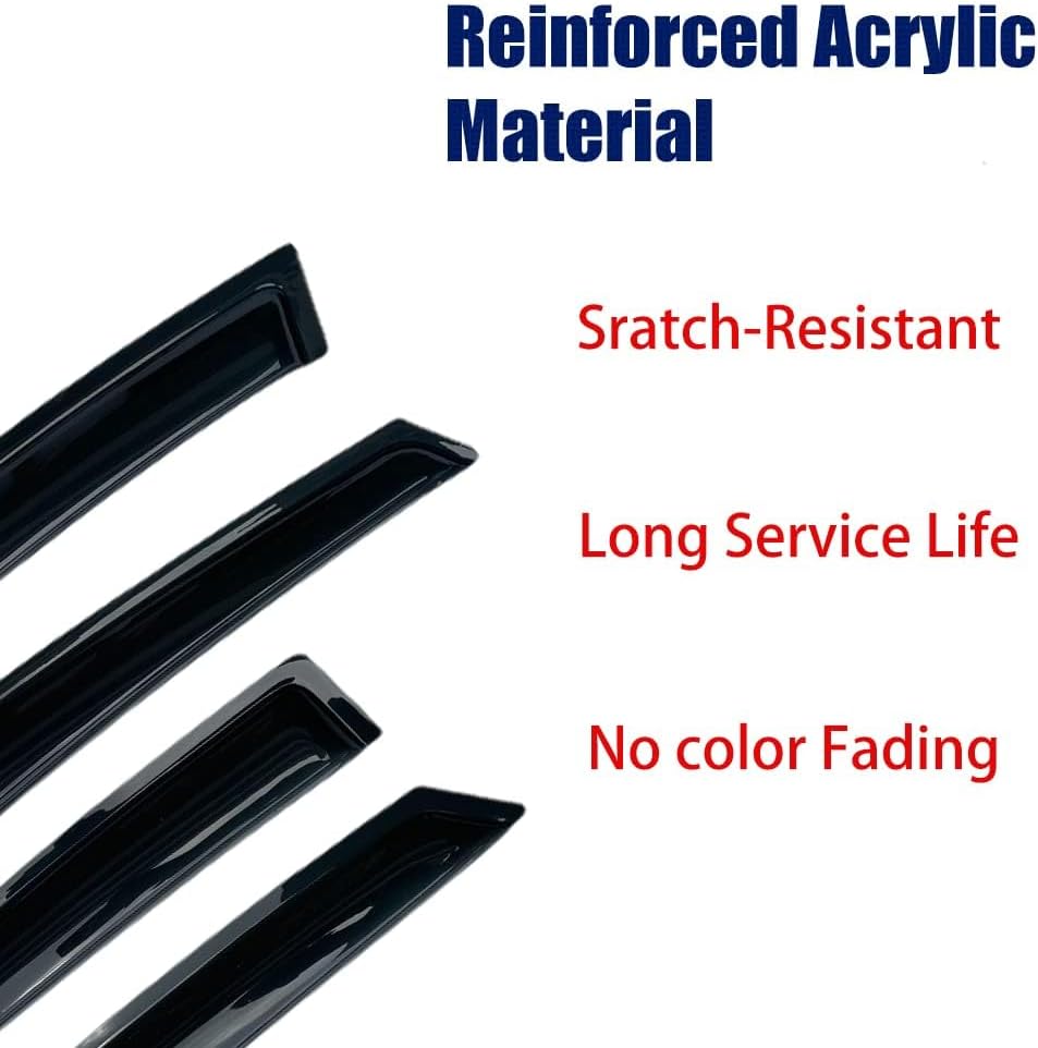 94425 Side Window Wind Vent Deflectors fit for 2007-2011 Toyota Camry Sedan,4pcs Outside Mount Style Sun Rain Guards Set,Dark Smoke Nice Window Visor