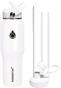 SENDESTAR 32oz Water Bottle Wide Mouth Stainless Steel Vacuum Insulated Double Wall with 2 Straw Lids Fit in Any Car Cup Holder