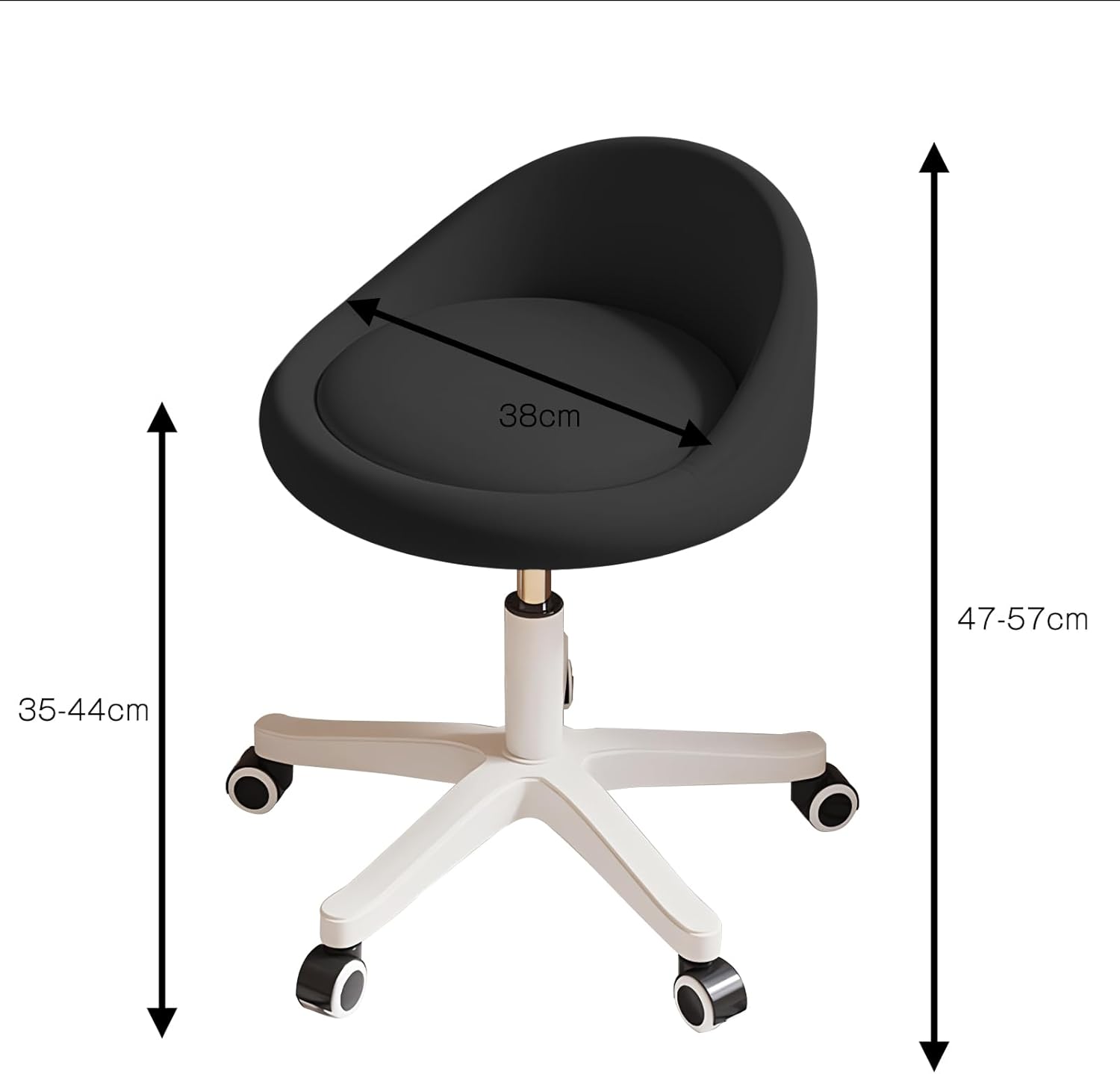Rolling Stool Rolling Hydraulic Salon Stool with Low Backrest - Adjustable Swivel Chair for SPA, Shop, Salon, Massage, or Medical Office Black-A