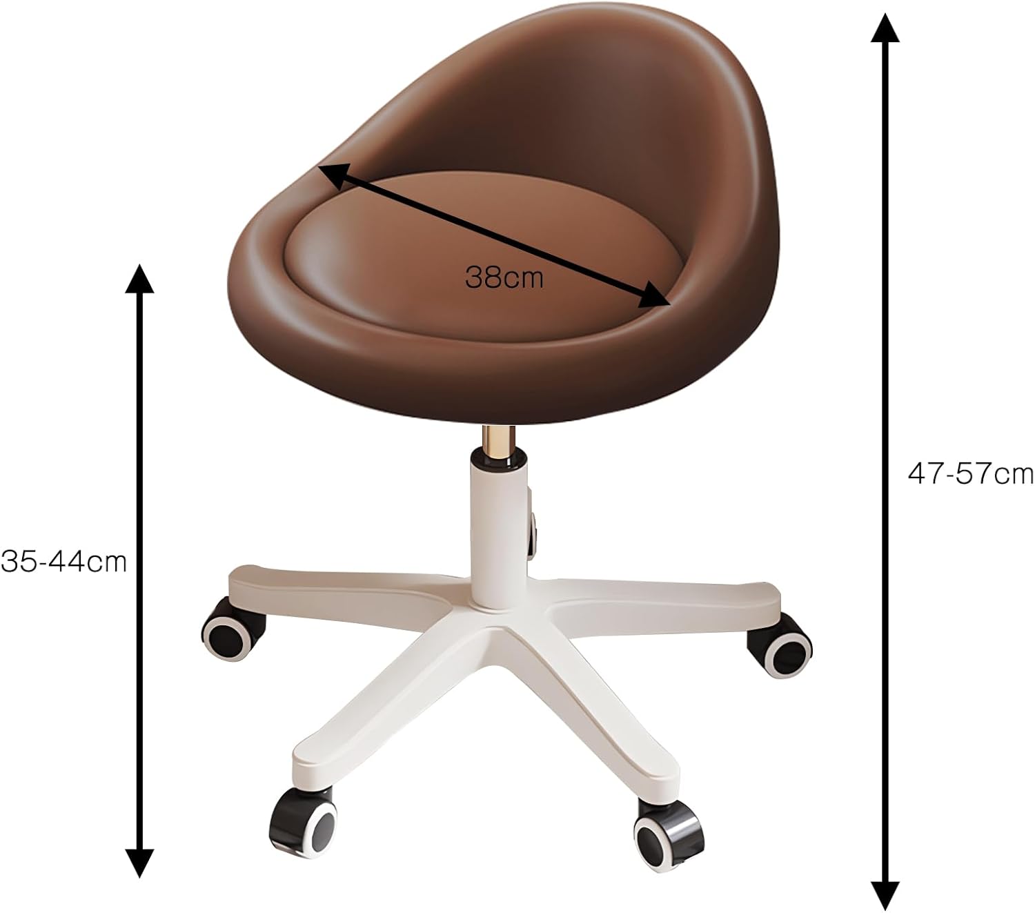 Rolling Stool Set of 2 Rolling Hydraulic Salon Stool with Low Backrest - Adjustable Swivel Chair for SPA, Shop, Salon, Massage, or Medical Office Brown