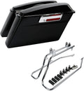 XFMT Hard Saddlebags Saddle Bag Turnk W/Chrome Conversion Brackets For Harley Heritage Softail Deluxe 1984-2017