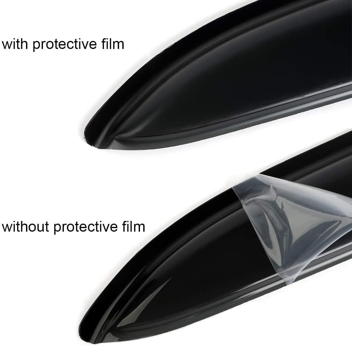 94155 Side Window Wind Visor Vent Deflector fit for Ford F-150 2009-2014 SuperCrew/Crew Cab, 4pcs Out-Channel Tape On Dark Smoke Nice Sun Rain Guards Set
