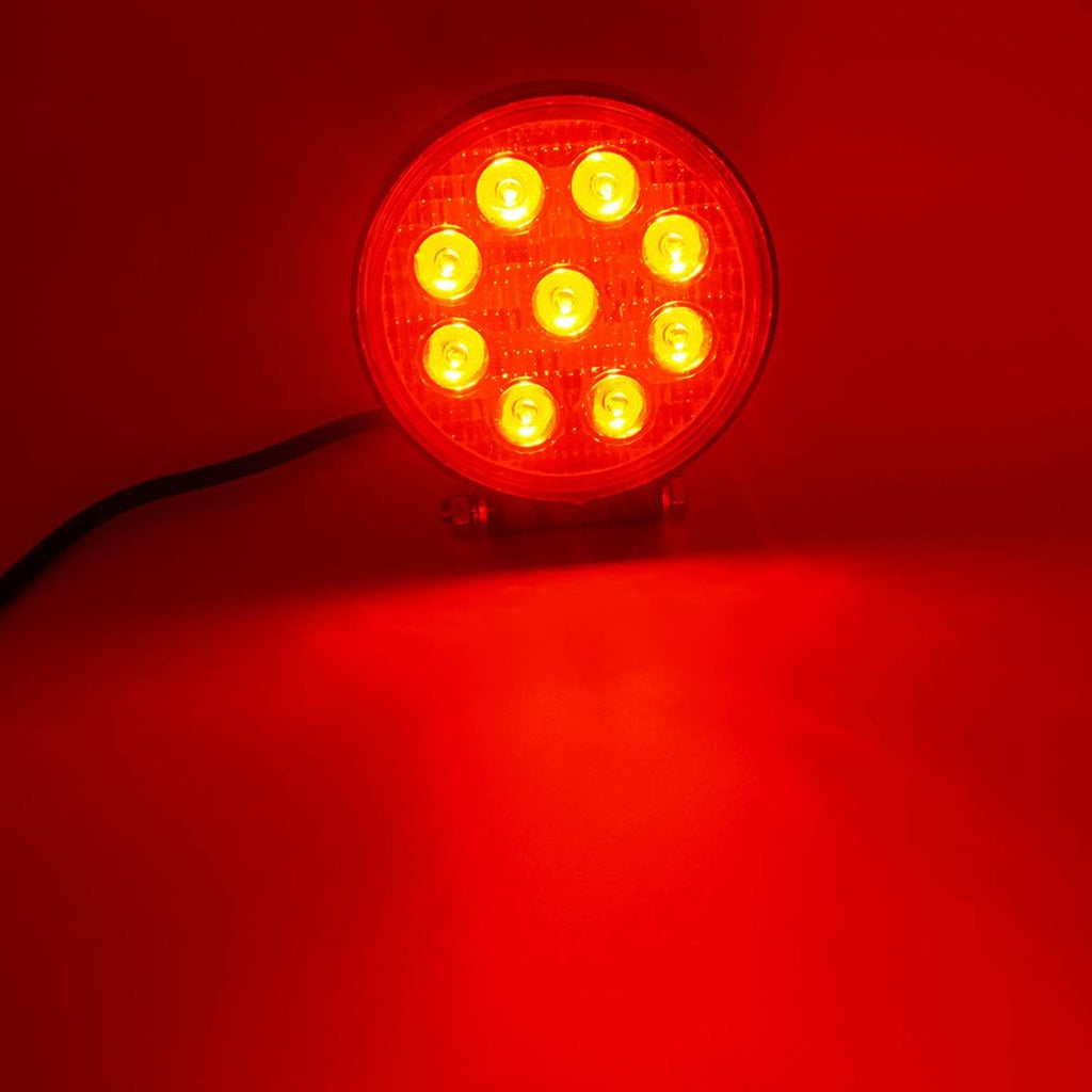 27W Spot Red Round Work LED Light Fog Offroad Off Road Lights Driving Lamp Waterproof for Hunting Pickup UTV Truck Car Boat SUV Boat 4WD ATV 12V 24V 4x4 Tractor Motorcycle（2pcs）
