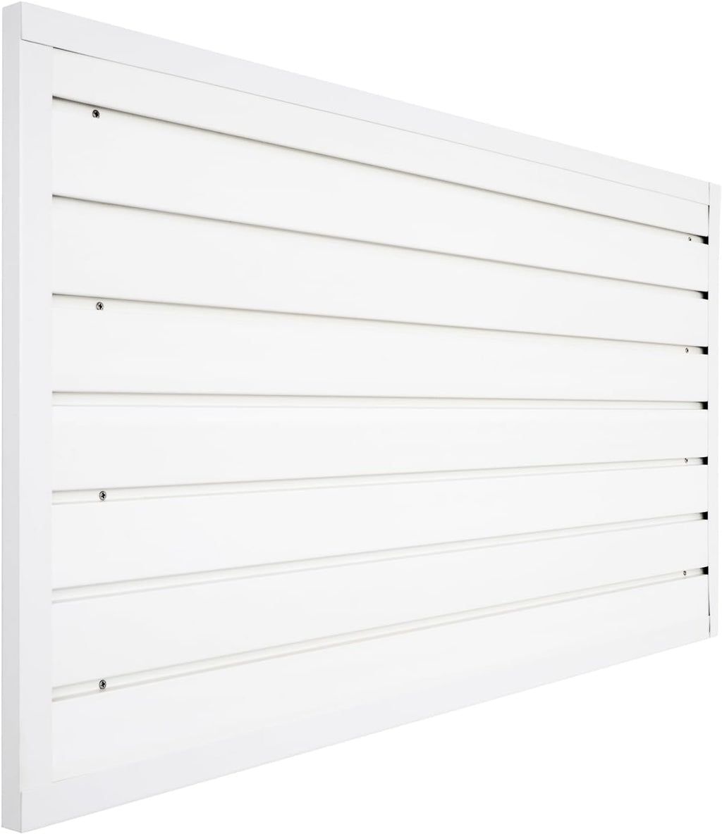Slatwall Panel Garage Organizer, Heavy Duty Wall Mounted PVC Slat Wall Panels, Tool Organization Peg Board 4ft x 2ft (White)