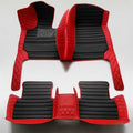 Custom Artificial Leather Waterproof All-Weather Car Floor Mats Fit for 99% Sedan SUV Sports Car Vehicle Car Mat (Red Black Stripe)