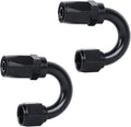 LokoCar 6AN Hose End Fitting 180 Degree Swivel For CPE Braided Hose Black 2Pcs
