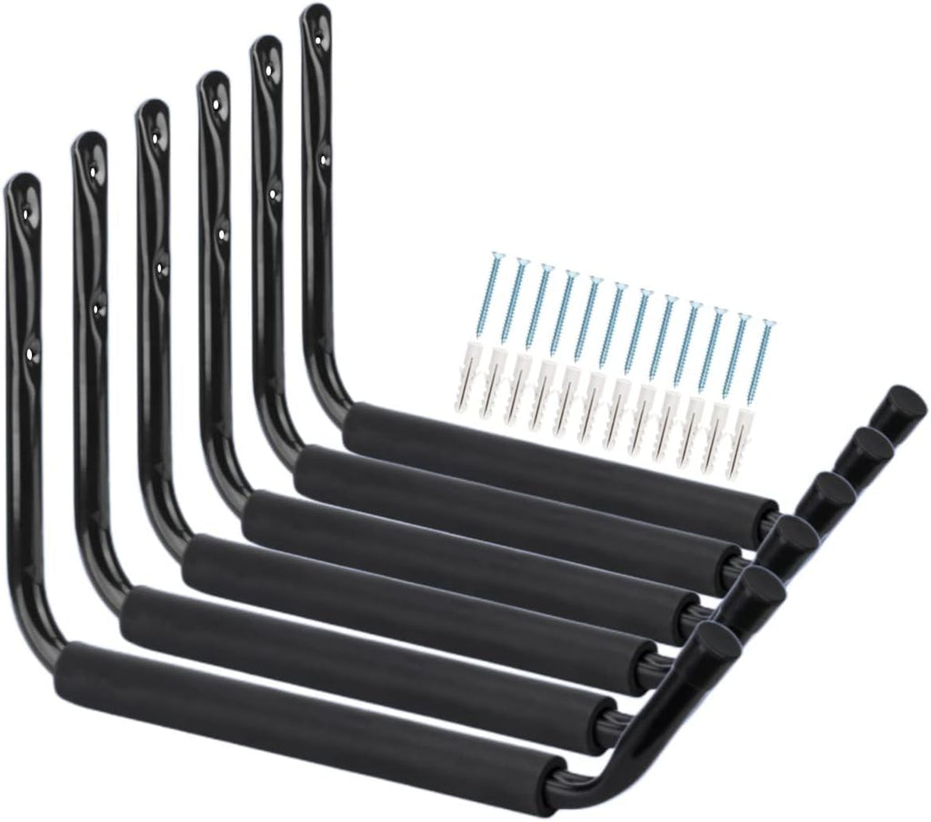 Heavy Duty 13 Inches Jumbo Arm Indoor Outdoor Storage Wall Hooks, Garage and Garden Steel Organizer Rack, 6 Pack Garage Storage Hooks