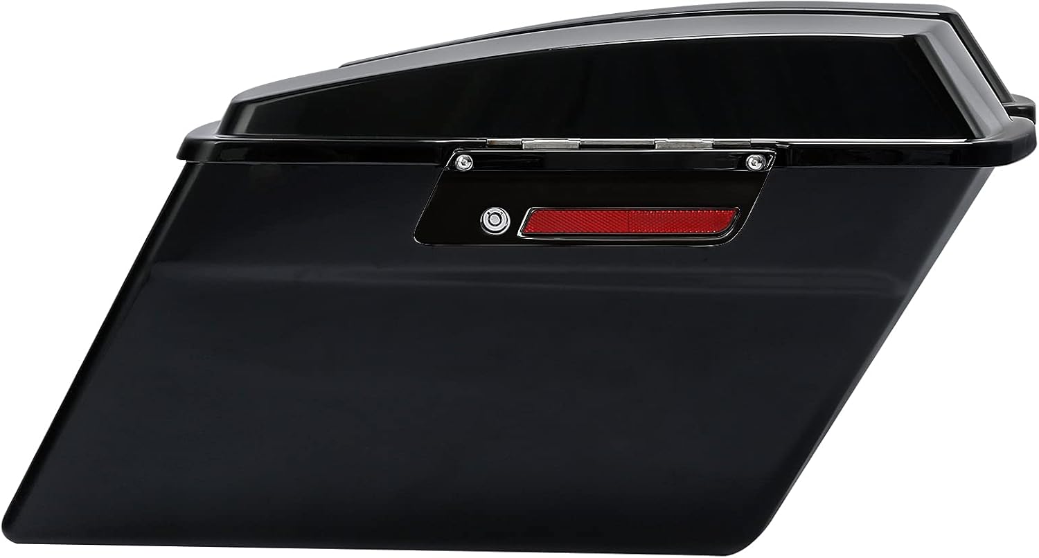 XFMT Motorcycle Vivid Black Hard Saddlebags Saddle Bags Trunk W/Lids & Black Latches For Harley Touring Road King Street Glide Road Glide Electra Glide 1994-2013