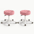 Small Chair Round Rolling Stool with Wheels PU Leather Height Adjustable Swivel Drafting Work SPA Salon Stools Home Office Chair,2 Pack