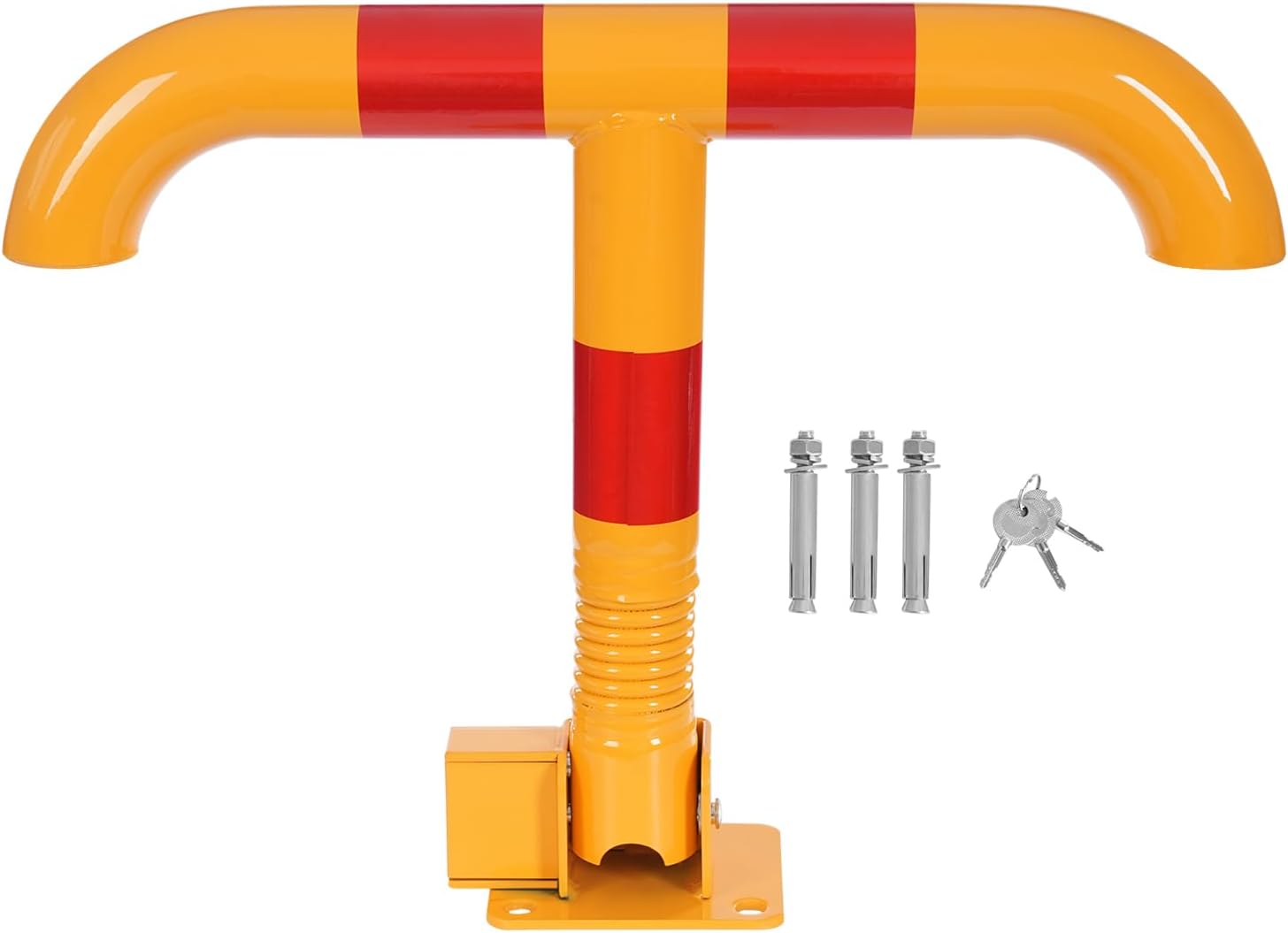 Parking Post and Base With Lock, T Shaped Parking Blocker Barriers Post Parking Blocker Parking Space Blocker, T-Type Parking Lock Personal Garage Driveway Barrier Safety Parking Barrier Traffic Pole