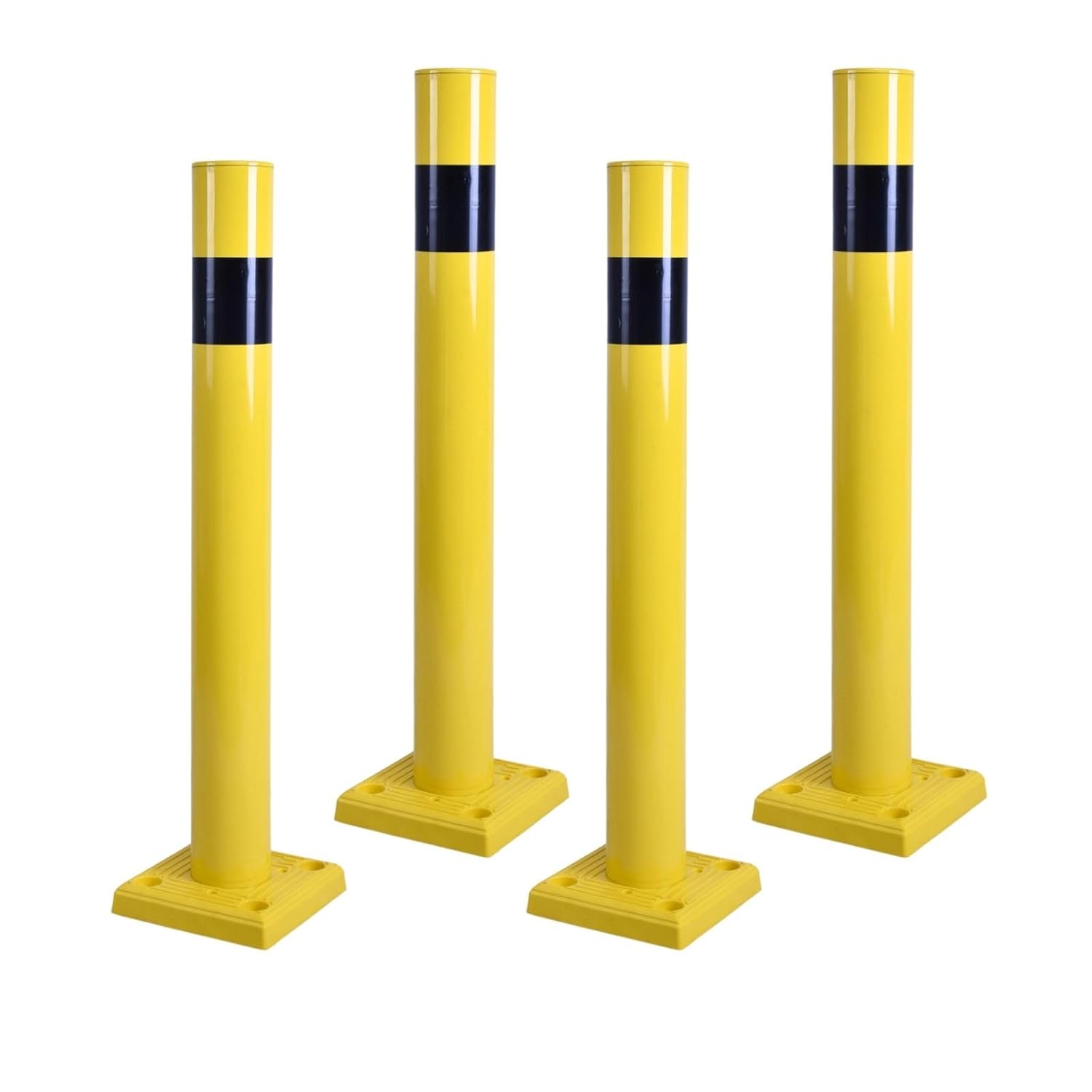 4 Pack 4" Diameter SpringBack Safety Bollard Post with 4 Anchor Bolts for Parking Garage, Warehouse, Driveway & Outdoor Use (36"H 4Pack)
