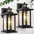 Motion Sensor Outdoor Lights Wall Mount, Dusk to Dawn Garage Exterior Light Fixture 2 Packs, Outdoor Wall Lighting with E26 Socket, Waterproof Unique Glass Shade, Exterior Lights for House, Porch