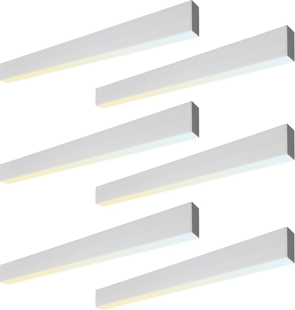 6PK 4FT LED Linear Light, 40W Down 15W Up Light, 3000/3500/4000/5000K CCT Selectable, Commercial Linear Lighting Fixture for Office, Dimmable Suspended Shop Lighting
