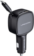 84W Max Retractable Fast Car Charger - USB C Cigarette Lighter Adapter Ultra-Compact Type-C Fast Car Charger with Built-in Retractable Cable