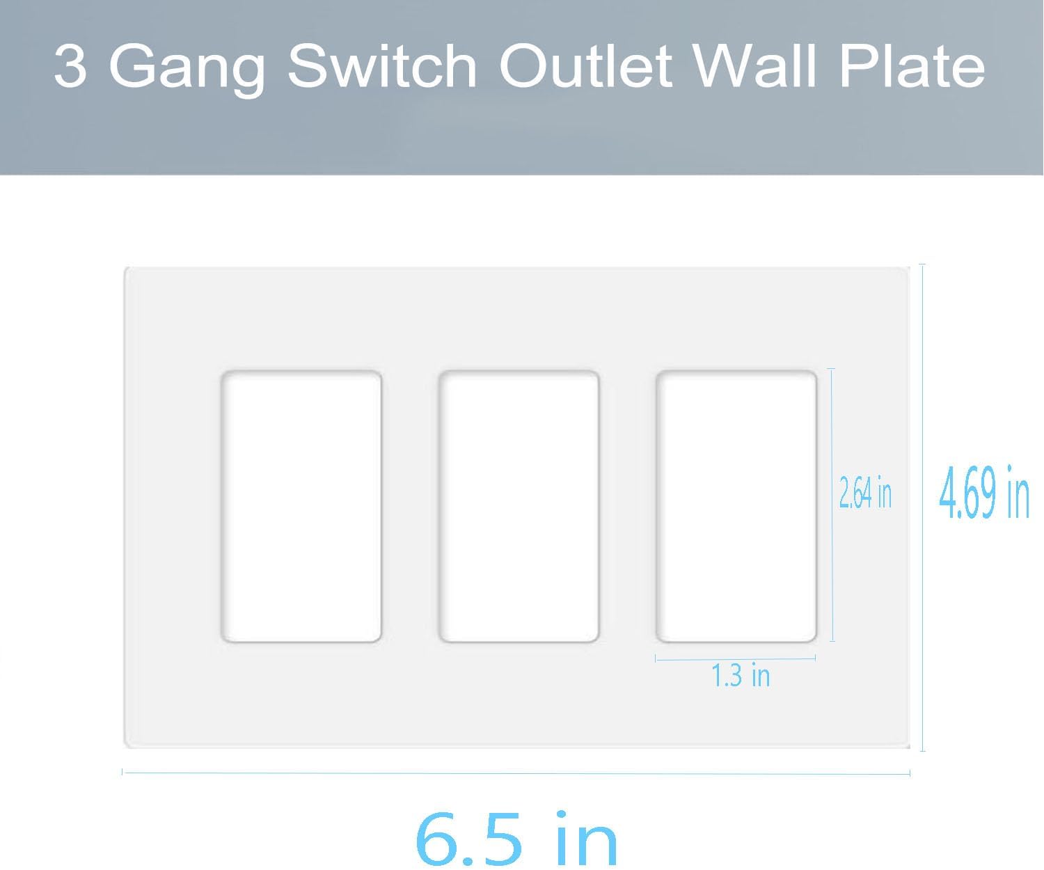 3-Gang Screwless Decorator Wall Plate Cover Switch Outlet Electrical Faceplate for Light Switche, Smart Switch, Receptacle, Dimmers, USB Outlet, GFCI, Child Safe Cover Plate, White (2-Pack)