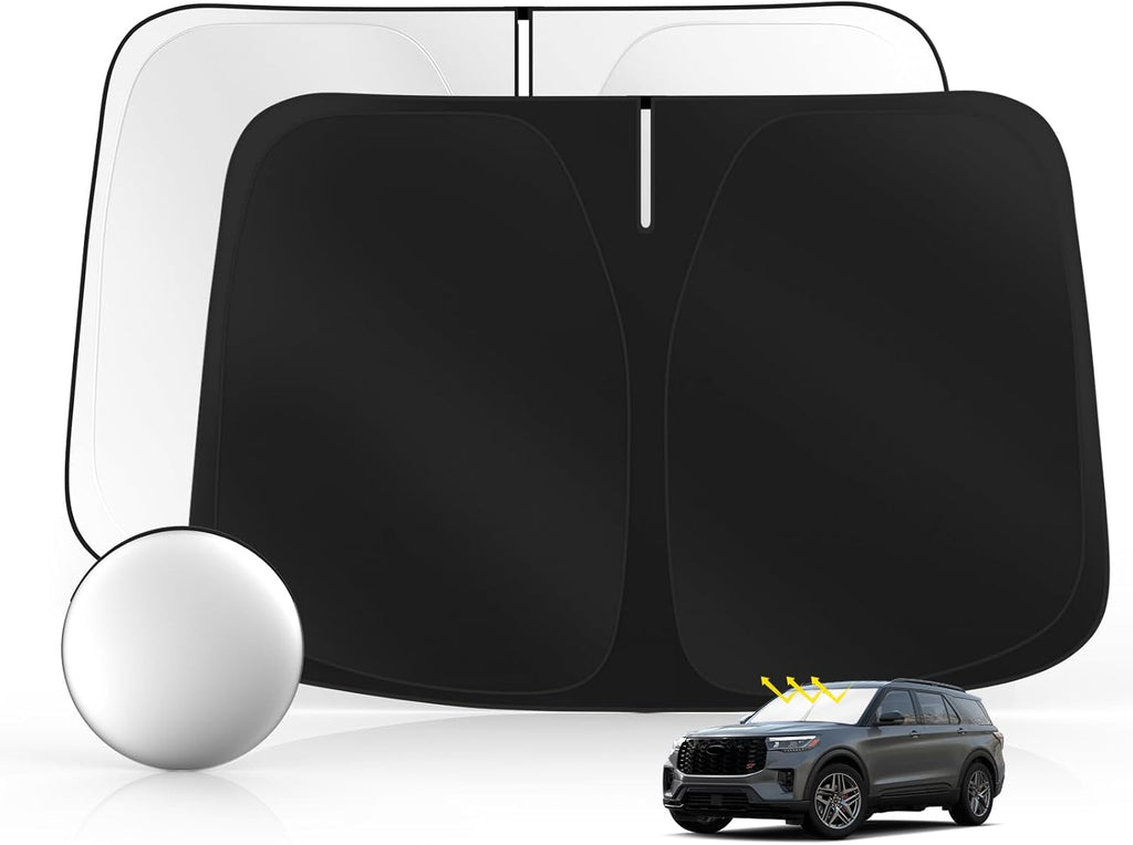 Windshield Sun Shade for Ford Explorer (SUV ST XLT Limited Platinum) 2020-2025 Foldable Sunshade Custom Fit Front Window Car Interior Accessories Protector Blocks UV Rays
