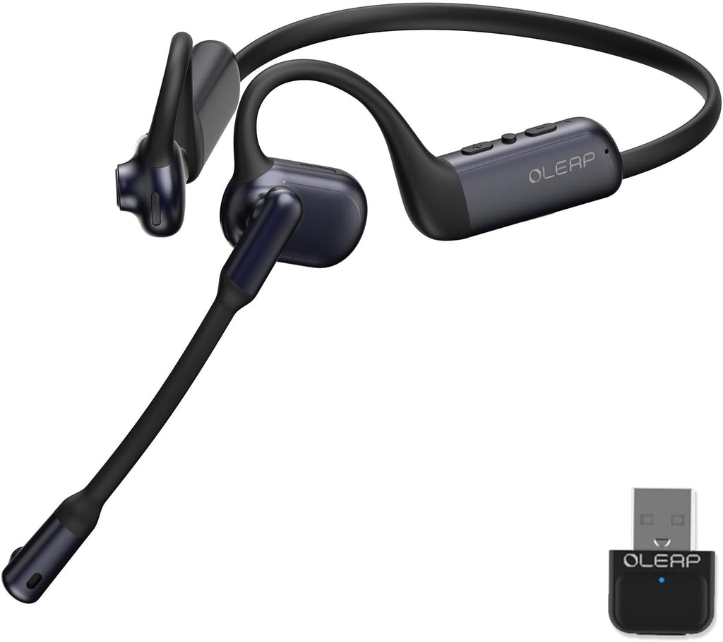 Pilot P200b Pro Wireless Headset with Mic for Work,50dB AI Noise Cancelling Microphone Headphones for Call,Bluetooth 5.3 Open Ear Headphones with Mic for WFH,Mobile Office,Meetings,PC & Phone