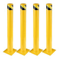 4 Pcs Safety Bollard,42 Inch High Heavy-Duty Yellow Safety Bollard Steel Posts,4.5 Inch Diameter,Safety Bollard with 16 Anchor Bolts - Ideal for Traffic Control, Driveway Barriers,Parking Poles