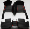 Custom All-Weather Protection Leather Car Floor Mats for Cars Sedan SUV Sports Car Waterproof Floor Mat (All Black Red)