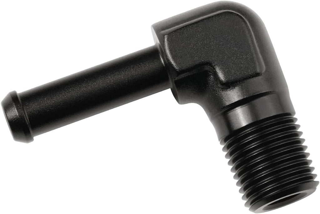 1/8 NPT Male to 1/4" Hose Barb Fitting Adapter 90 Degree Elbow Aluminum Black