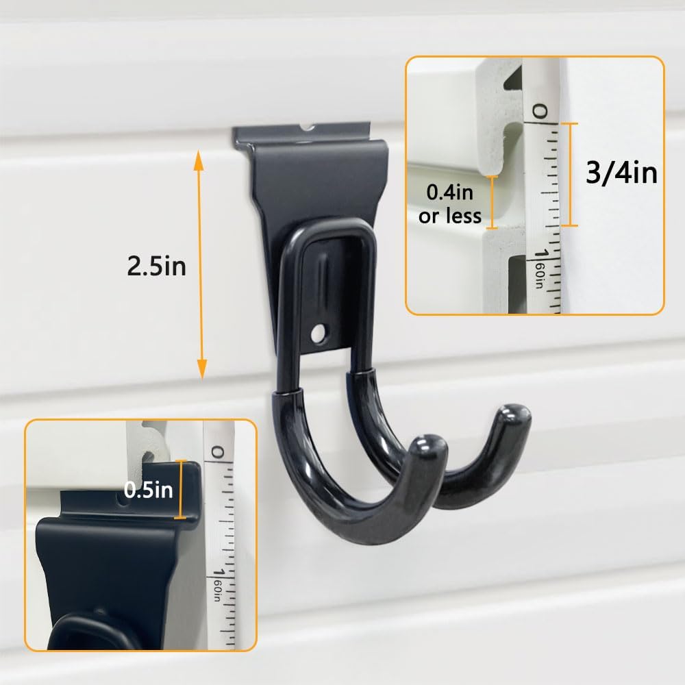 Slatwall Hooks Heavy Duty Slat Wall Accessories Garage Large J Slatwall Hooks Assortment, Slatwall Panel Hooks, Black(10 Pack)