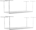 MonsterRax Overhead Garage Storage Racks 3x8’ (2-Pack) Ceiling Mounted Shelving, Adjustable Hanging Organizer, Heavy Duty Steel, Holds 500 Pounds, Color: White, Adjustable from 24"-45" off the Ceiling