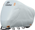 Motorcycle Cover Waterproof Outdoor, 300D Heavy Duty, UV & Rain Resistant, 3 Wind-Resistant Buckles, Dual Lock Holes, Includes Storage Bag, Fits Most Motorcycles/Scooters up to 86.6",Silver