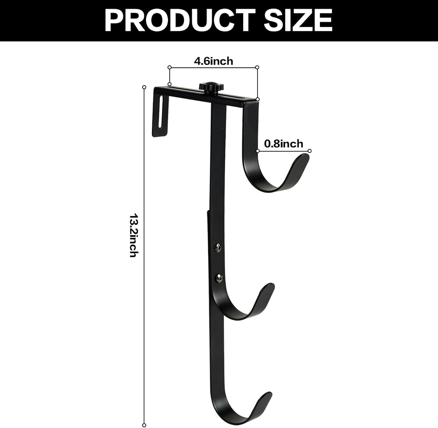2Pcs Black Pool Pole Hangers, Adjustable Heavy Duty Swimming Pool Fence Hooks for Pool Equipment, Skimmers, Leaf Rakes, Nets, Brushes, Vacuum Hose, Garden Tool Organizer