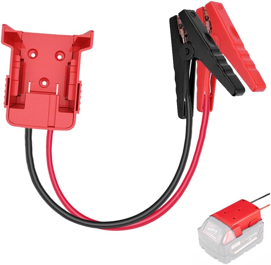 Jumper Cables alligator clips Compatible with Mil.waukee M18 18V Batteries, Silicone wire 8AWG 1.3FT Automotive Booster Cables for Jump Starting Tool Battery, Temperature resistance 392℉ 200℃