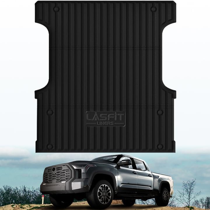 LASFIT Bed Mat for Toyota Tundra 2025 2024 2023 2022 Truck Bed (5.5FT,5.5'), All Weather 5.5 FT Bed Liner for Toyota Tundra Accessories TPE Trunk Mat Cargo Mat, Black