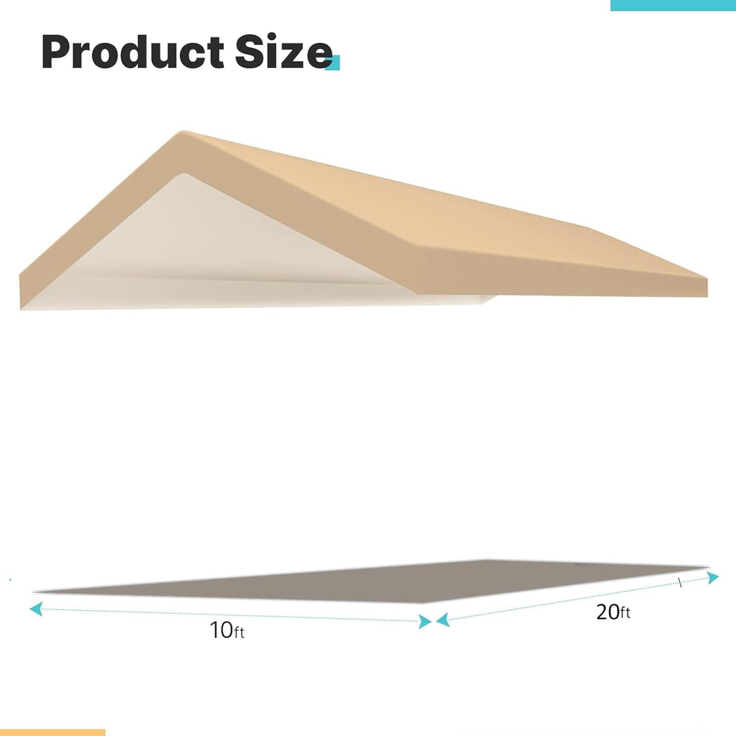 Carport Replacement Canopy Cover for Car Tent Top Garage Shelter Cover Tarp with Ball Bungees (Only Top Cover, Frame Not Include) (Beige 10’ x 20‘)