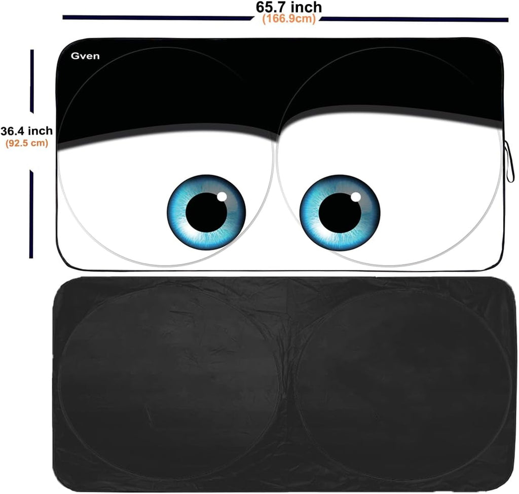 Gven Windshield Sun Shade 2025 Windshield Cover Sun Shade Automotive Interior Sun Protection Front Windshield Car Eyes Sun Visor Protector Blocks UV Rays Keep Your Vehicle Cool (Black, XL)