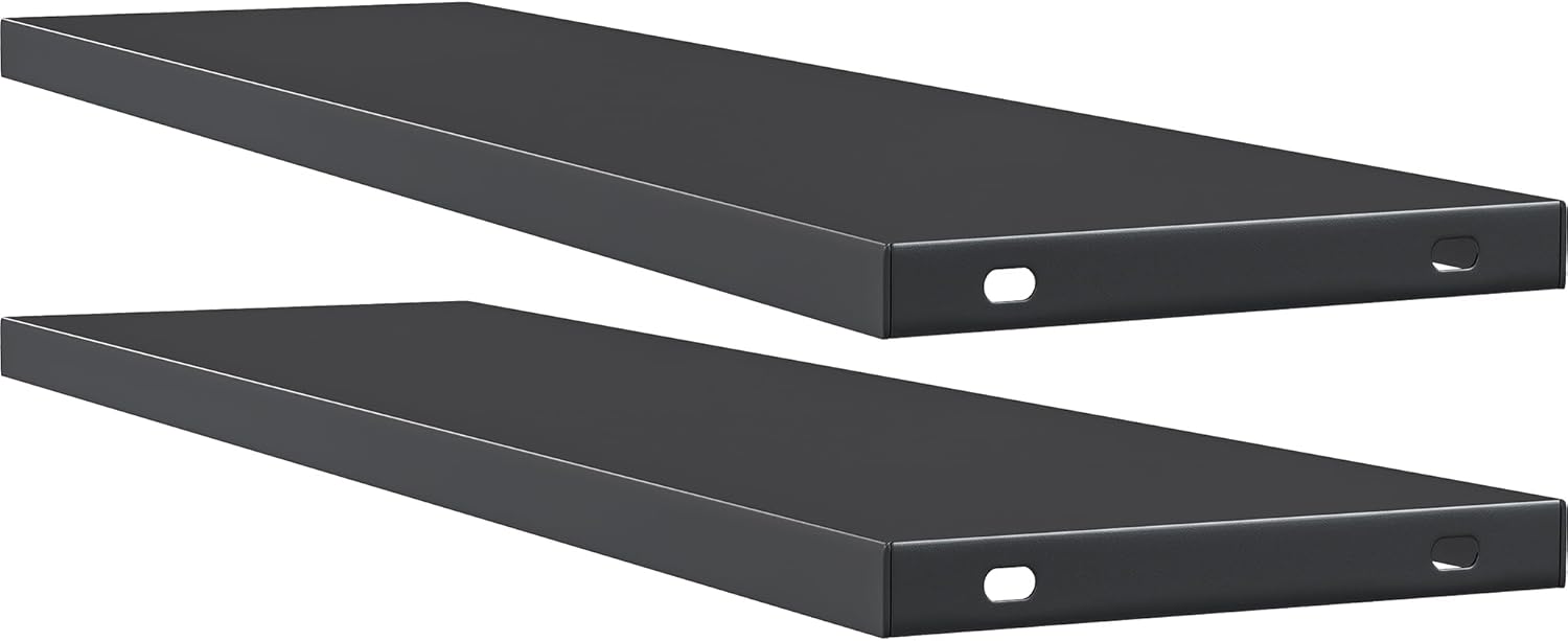YITAHOME 2-Piece Metal Storage Shed Shelves for 59 cuft Vertical Outdoor Storage Shed，51 in x 13.8 in Shelf with 8 Screws, Easy Assembly, 22 lbs, Black