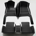 Custom Artificial Leather Waterproof All-Weather Car Floor Mats Fit for 99% Sedan SUV Sports Car Vehicle Car Mat (Black White bar)