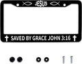 John 3:16 Jesus License Plate Frames Round Hole Personalise License Plate Frame Car Universal Accessories Stainless Steel Cars Decor 2 Holes and Screws Fits Standard US Vehicles Size 12.2 x 6 Inches